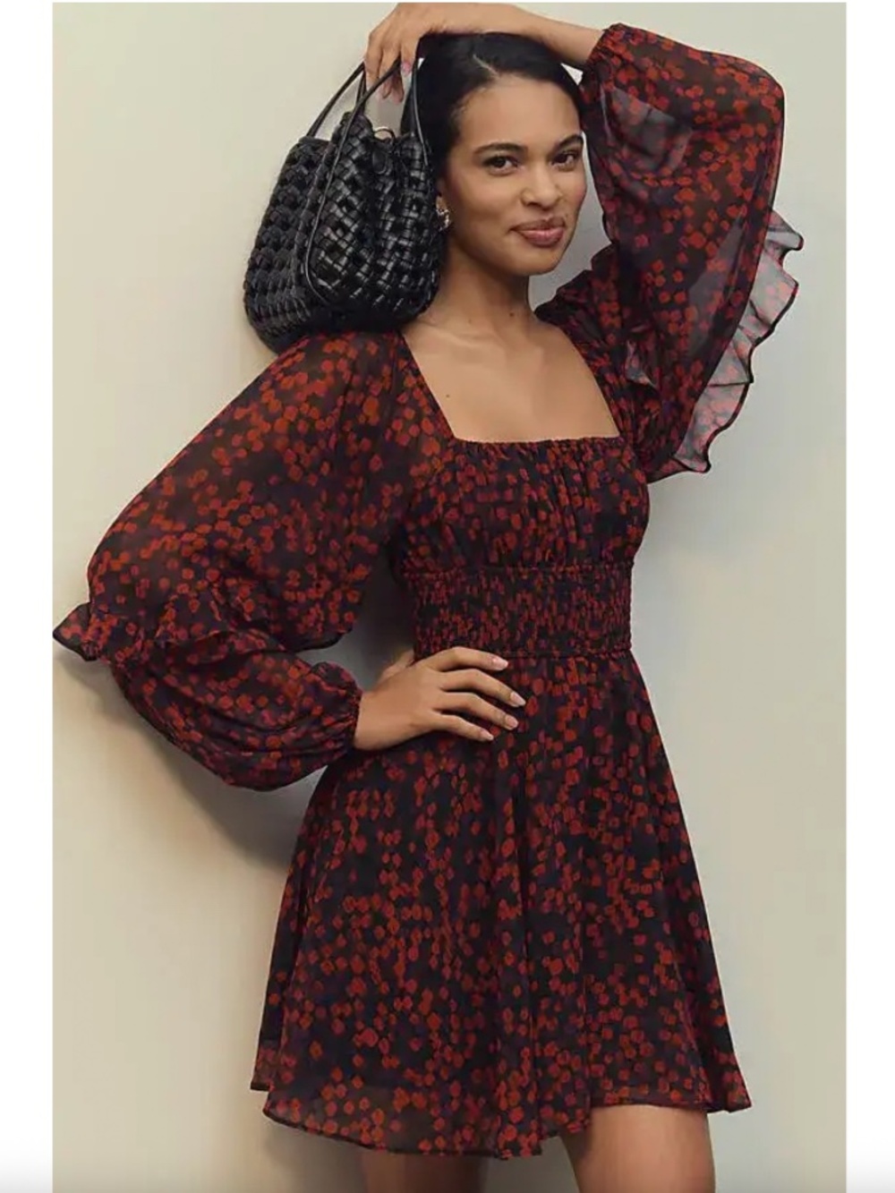 $178 NWT Hutch Flounce Romper Anthropologie Balloon Sleeve Ruffle Small